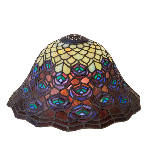 Meyda Lighting Tiffany Peacock Feather 12" Multi-Colored Shade Glass