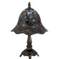 Meyda Lighting Tiffany Peacock Feather 14" Mahogany Bronze Mini Table Lamp With Multi-Colored Shade Glass
