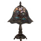 Meyda Lighting Tiffany Peacock Feather 14" Mahogany Bronze Mini Table Lamp With Multi-Colored Shade Glass