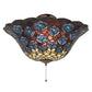 Meyda Lighting Tiffany Peacock Feather 16" Mahogany Bronze Flush Mount Light With Multi-Colored Shade Glass
