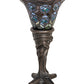 Meyda Lighting Tiffany Peacock Feather 16" Mahogany Bronze Mini Table Lamp With Multi-Colored Stained Shade Glass