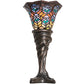 Meyda Lighting Tiffany Peacock Feather 16" Mahogany Bronze Mini Table Lamp With Multi-Colored Stained Shade Glass