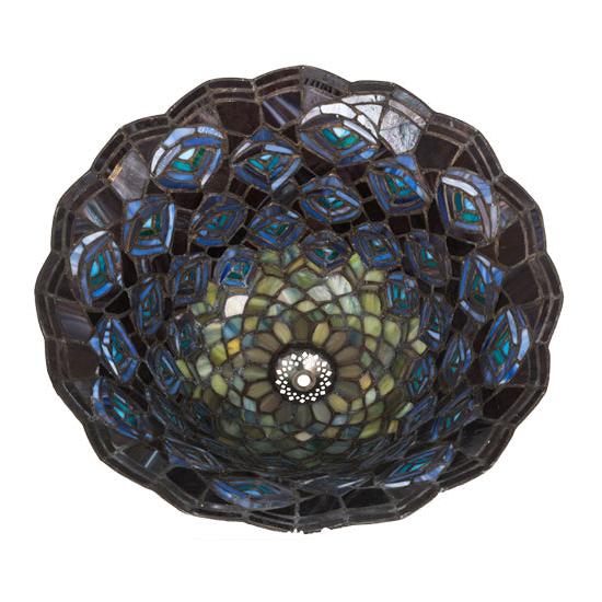 Meyda Lighting Tiffany Peacock Feather 16" Multi-Colored Shade Glass