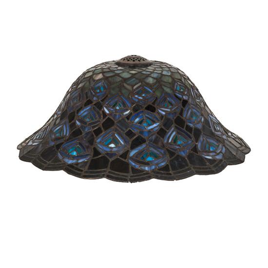 Meyda Lighting Tiffany Peacock Feather 16" Multi-Colored Shade Glass