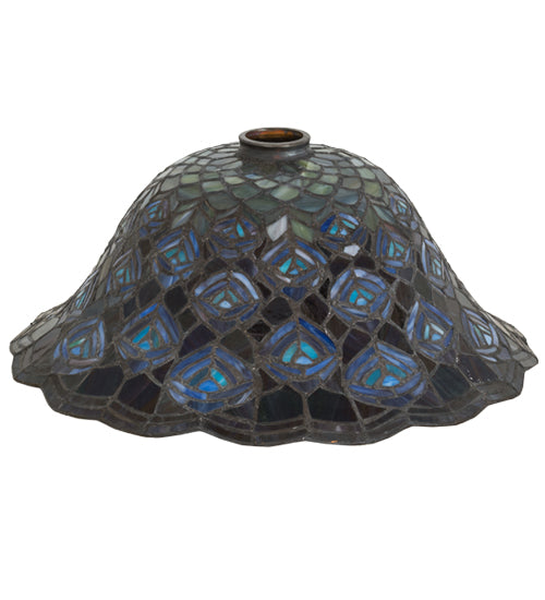Meyda Lighting Tiffany Peacock Feather 16"W x 7"H Multi-Colored Shade Glass