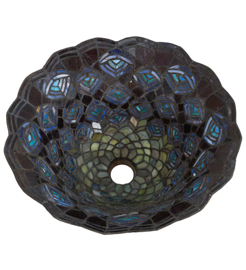 Meyda Lighting Tiffany Peacock Feather 16"W x 7"H Multi-Colored Shade Glass