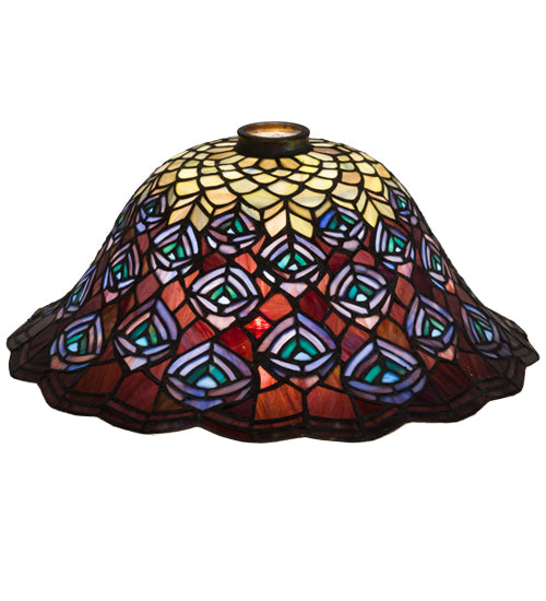 Meyda Lighting Tiffany Peacock Feather 16"W x 7"H Multi-Colored Shade Glass