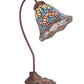 Meyda Lighting Tiffany Peacock Feather 18" Mahogany Bronze Desk Table Lamp With Multi-Colored Stained Shade Glass