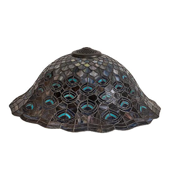 Meyda Lighting Tiffany Peacock Feather 20" Multi-Colored Shade Glass
