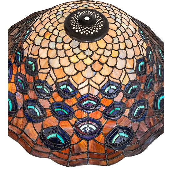 Meyda Lighting Tiffany Peacock Feather 20" Multi-Colored Shade Glass