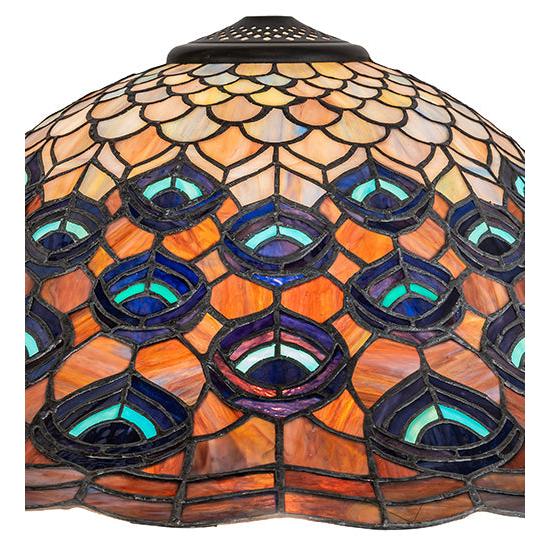 Meyda Lighting Tiffany Peacock Feather 20" Multi-Colored Shade Glass