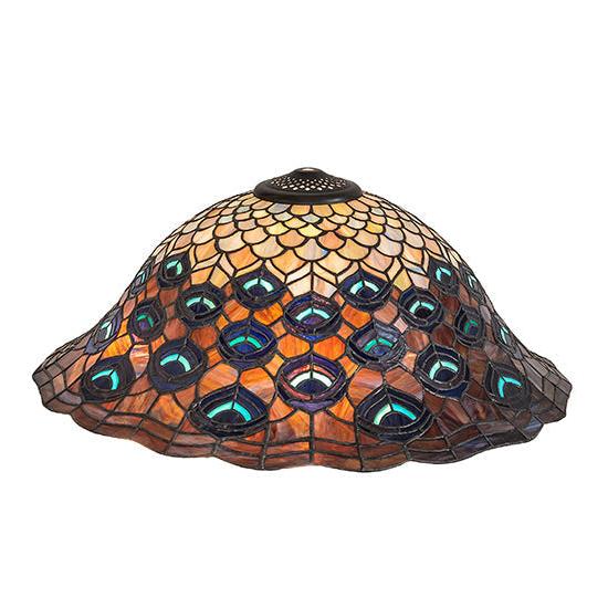 Meyda Lighting Tiffany Peacock Feather 20" Multi-Colored Shade Glass