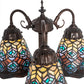 Meyda Lighting Tiffany Peacock Feather 23" 3-Light Mahogany Bronze Table Lamp With Multi-Colored Shade Glass