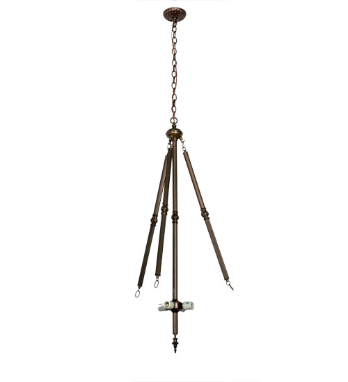 Meyda Lighting Tiffany Peacock Feather 24" 4-Light Mahogany Bronze Inverted Pendant Light With Multi-Colored Stained Shade Glass