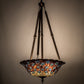 Meyda Lighting Tiffany Peacock Feather 24" 4-Light Mahogany Bronze Inverted Pendant Light With Multi-Colored Stained Shade Glass