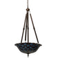 Meyda Lighting Tiffany Peacock Feather 24" 4-Light Mahogany Bronze Inverted Pendant Light With Multi-Colored Stained Shade Glass