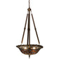 Meyda Lighting Tiffany Peacock Feather 24" 4-Light Mahogany Bronze Inverted Pendant Light With Multi-Colored Stained Shade Glass