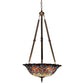 Meyda Lighting Tiffany Peacock Feather 24" 4-Light Mahogany Bronze Inverted Pendant Light With Multi-Colored Stained Shade Glass