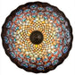 Meyda Lighting Tiffany Peacock Feather 24" 4-Light Mahogany Bronze Inverted Pendant Light With Multi-Colored Stained Shade Glass