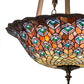 Meyda Lighting Tiffany Peacock Feather 24" 4-Light Mahogany Bronze Inverted Pendant Light With Multi-Colored Stained Shade Glass