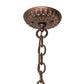 Meyda Lighting Tiffany Peacock Feather 24" 4-Light Mahogany Bronze Inverted Pendant Light With Multi-Colored Stained Shade Glass