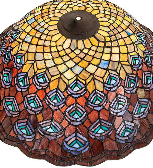 Meyda Lighting Tiffany Peacock Feather 24" Multi-Colored Shade Glass