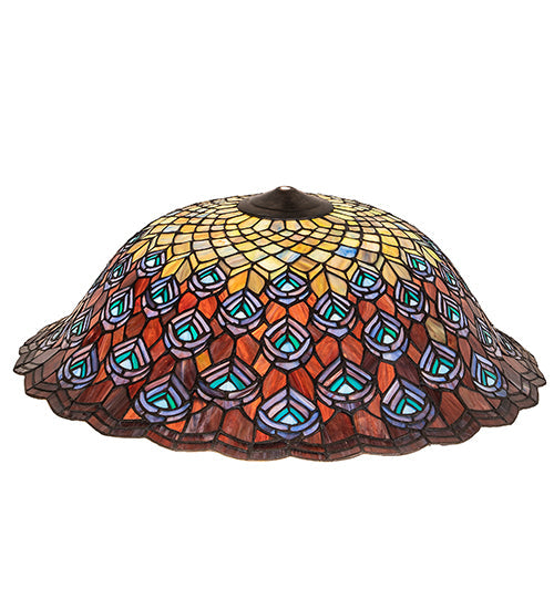 Meyda Lighting Tiffany Peacock Feather 24" Multi-Colored Shade Glass