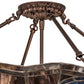 Meyda Lighting Tiffany Peacock Feather 28" 6-Light Mahogany Bronze Inverted Pendant Light With Multi-Colored Stained Shade Glass