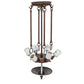 Meyda Lighting Tiffany Peacock Feather 28" 6-Light Mahogany Bronze Inverted Pendant Light With Multi-Colored Stained Shade Glass