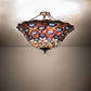 Meyda Lighting Tiffany Peacock Feather 28" 6-Light Mahogany Bronze Inverted Pendant Light With Multi-Colored Stained Shade Glass