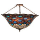 Meyda Lighting Tiffany Peacock Feather 28" 6-Light Mahogany Bronze Inverted Pendant Light With Multi-Colored Stained Shade Glass
