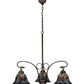 Meyda Lighting Tiffany Peacock Feather 30" 3-Light Mahogany Bronze Chandelier With Multi-Colored Shade Glass