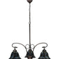 Meyda Lighting Tiffany Peacock Feather 30" 3-Light Mahogany Bronze Chandelier With Multi-Colored Shade Glass