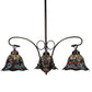 Meyda Lighting Tiffany Peacock Feather 30" 3-Light Mahogany Bronze Chandelier With Multi-Colored Shade Glass