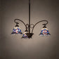 Meyda Lighting Tiffany Peacock Feather 32" 3-Light Mahogany Bronze Chandelier With Multi-Colored Shade Glass