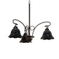 Meyda Lighting Tiffany Peacock Feather 32" 3-Light Mahogany Bronze Chandelier With Multi-Colored Shade Glass