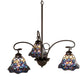 Meyda Lighting Tiffany Peacock Feather 32" 3-Light Mahogany Bronze Chandelier With Multi-Colored Shade Glass