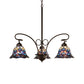 Meyda Lighting Tiffany Peacock Feather 32" 3-Light Mahogany Bronze Chandelier With Multi-Colored Shade Glass