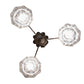 Meyda Lighting Tiffany Peacock Feather 32" 3-Light Mahogany Bronze Chandelier With Multi-Colored Shade Glass