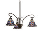 Meyda Lighting Tiffany Peacock Feather 32" 3-Light Mahogany Bronze Chandelier With Multi-Colored Shade Glass