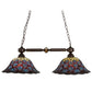 Meyda Lighting Tiffany Peacock Feather 37" 2-Light Mahogany Bronze Island Pendant Light With Multi-Colored Shade Glass