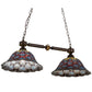 Meyda Lighting Tiffany Peacock Feather 37" 2-Light Mahogany Bronze Island Pendant Light With Multi-Colored Shade Glass