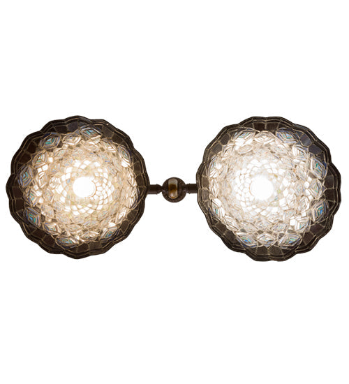 Meyda Lighting Tiffany Peacock Feather 37" 2-Light Mahogany Bronze Island Pendant Light With Multi-Colored Shade Glass