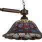 Meyda Lighting Tiffany Peacock Feather 37" 2-Light Mahogany Bronze Island Pendant Light With Multi-Colored Shade Glass