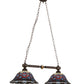 Meyda Lighting Tiffany Peacock Feather 37" 2-Light Mahogany Bronze Island Pendant Light With Multi-Colored Shade Glass