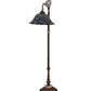 Meyda Lighting Tiffany Peacock Feather 61" Mahogany Bronze Bridge Arm Floor Lamp With Multi-Colored Stained Shade Glass