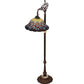 Meyda Lighting Tiffany Peacock Feather 61" Mahogany Bronze Bridge Arm Floor Lamp With Multi-Colored Stained Shade Glass