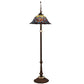 Meyda Lighting Tiffany Peacock Feather 61" Mahogany Bronze Bridge Arm Floor Lamp With Multi-Colored Stained Shade Glass