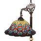 Meyda Lighting Tiffany Peacock Feather 61" Mahogany Bronze Bridge Arm Floor Lamp With Multi-Colored Stained Shade Glass
