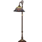 Meyda Lighting Tiffany Peacock Feather 61" Mahogany Bronze Bridge Arm Floor Lamp With Multi-Colored Stained Shade Glass